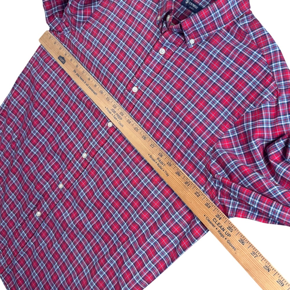 Cremieux Mens L Red Blue Plaid Button Down Shirt Long Sleeve Cotton - Picture 6 of 8
